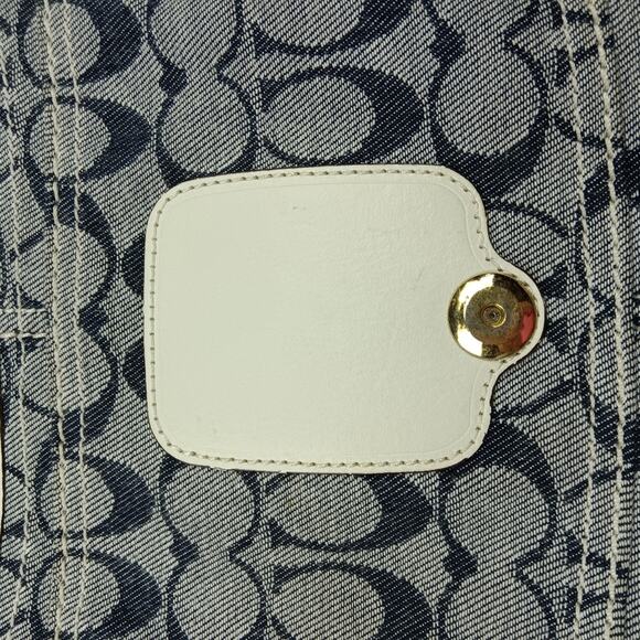 2007 Coach Resort Collection Signature Denim Parchment Leather Bleecker Bag - Picture 5 of 10